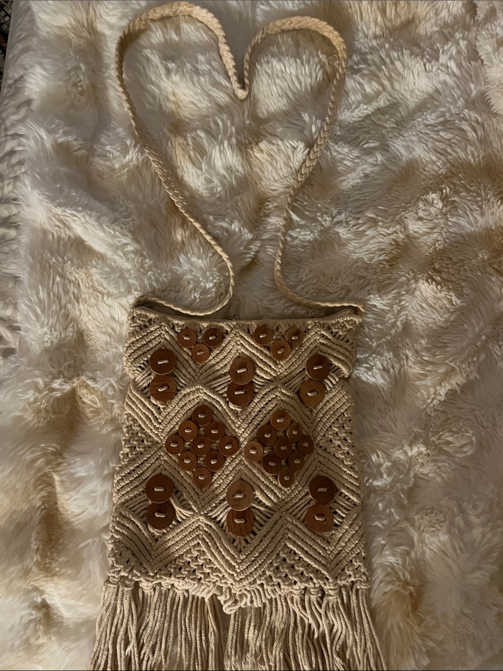 Woven macramé crossbody bag